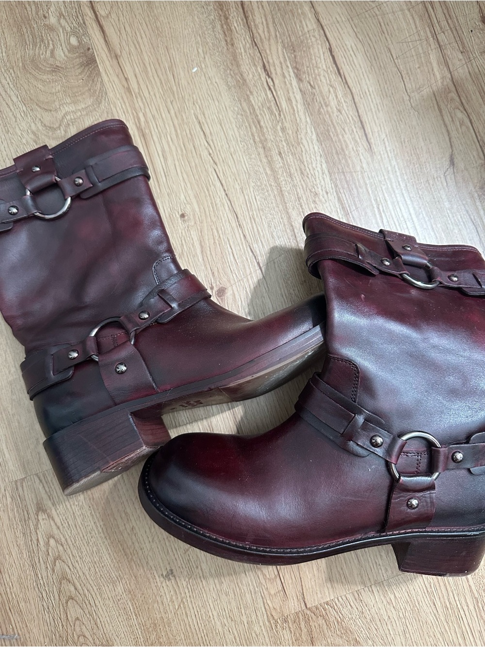 Burgundy Vintage Foundry Co Leather Harness Boots